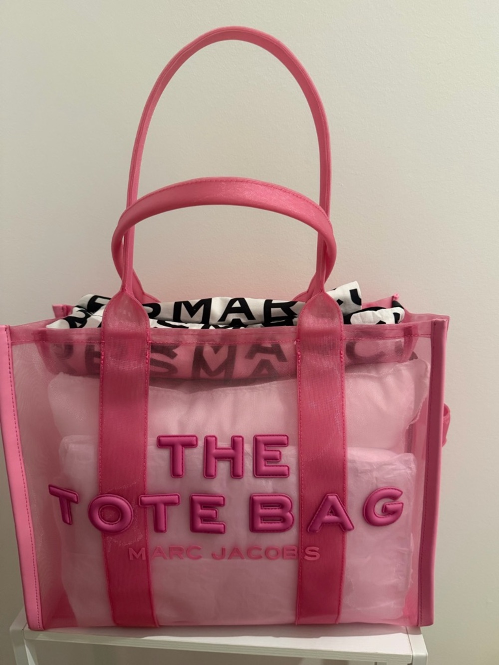 Marc Jacobs Pink Clear 'THE TOTE BAG' Logo Tote